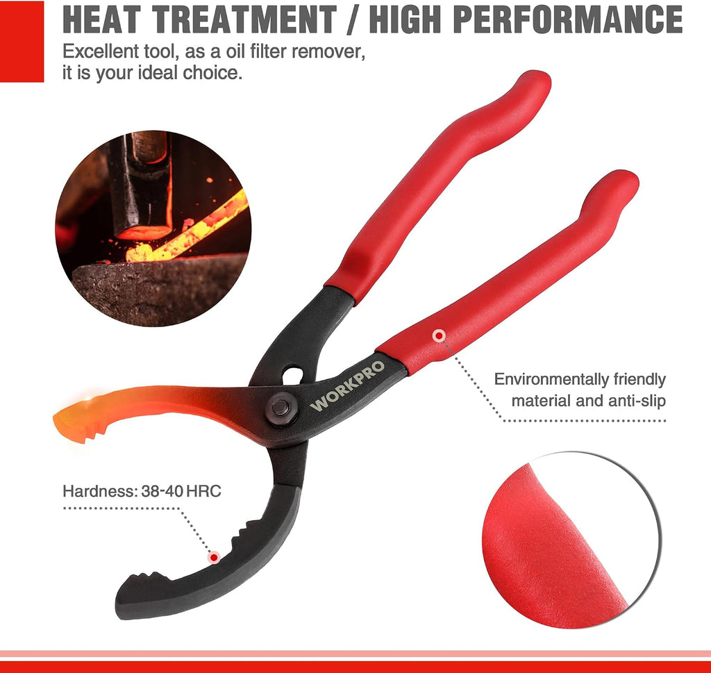 12" Adjustable Oil Filter Pliers, Wrench Adjustable Oil Filter Removal Tool, Ideal For Engine Filters, Conduit, &
