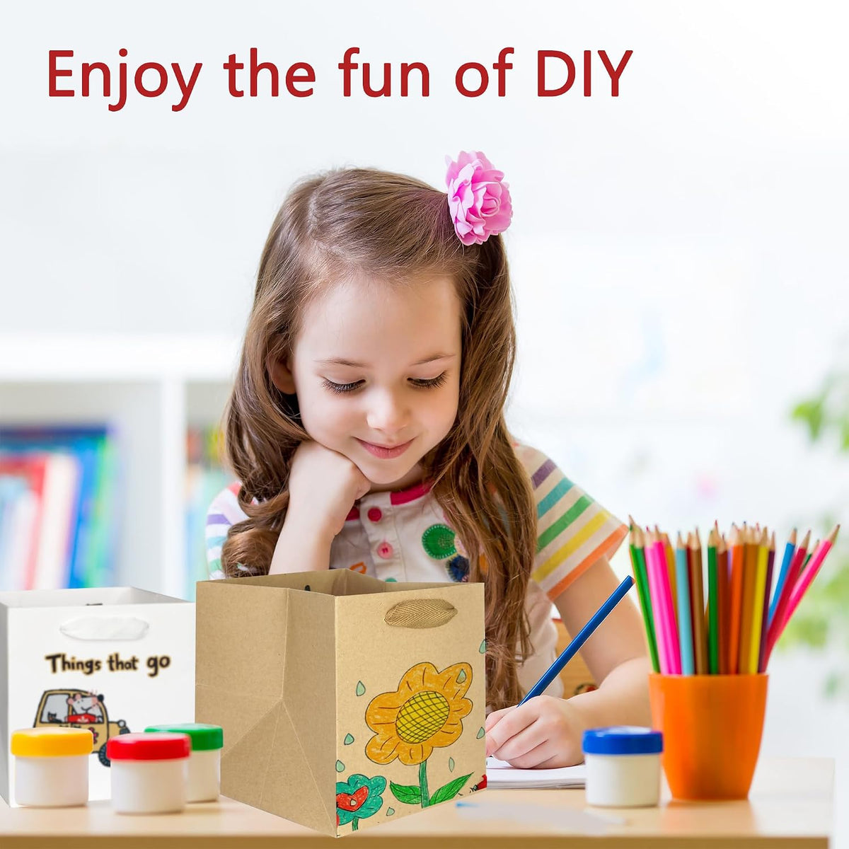 10 Pcs Brown Square Gift Bags 4x4x4 Gift Bags with Handles