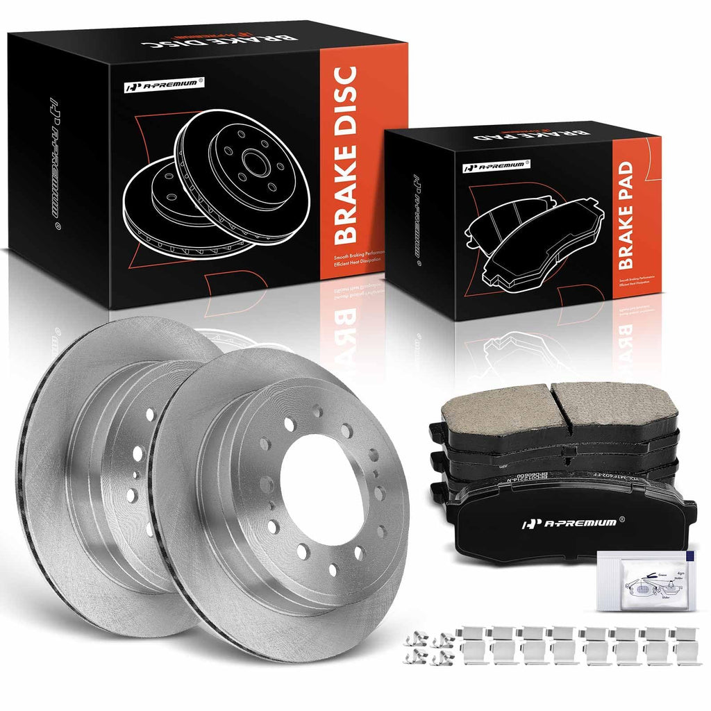 A-Premium 12.28 In (312mm) Rear Vented Brake Rotors and Ceramic Pads Kit