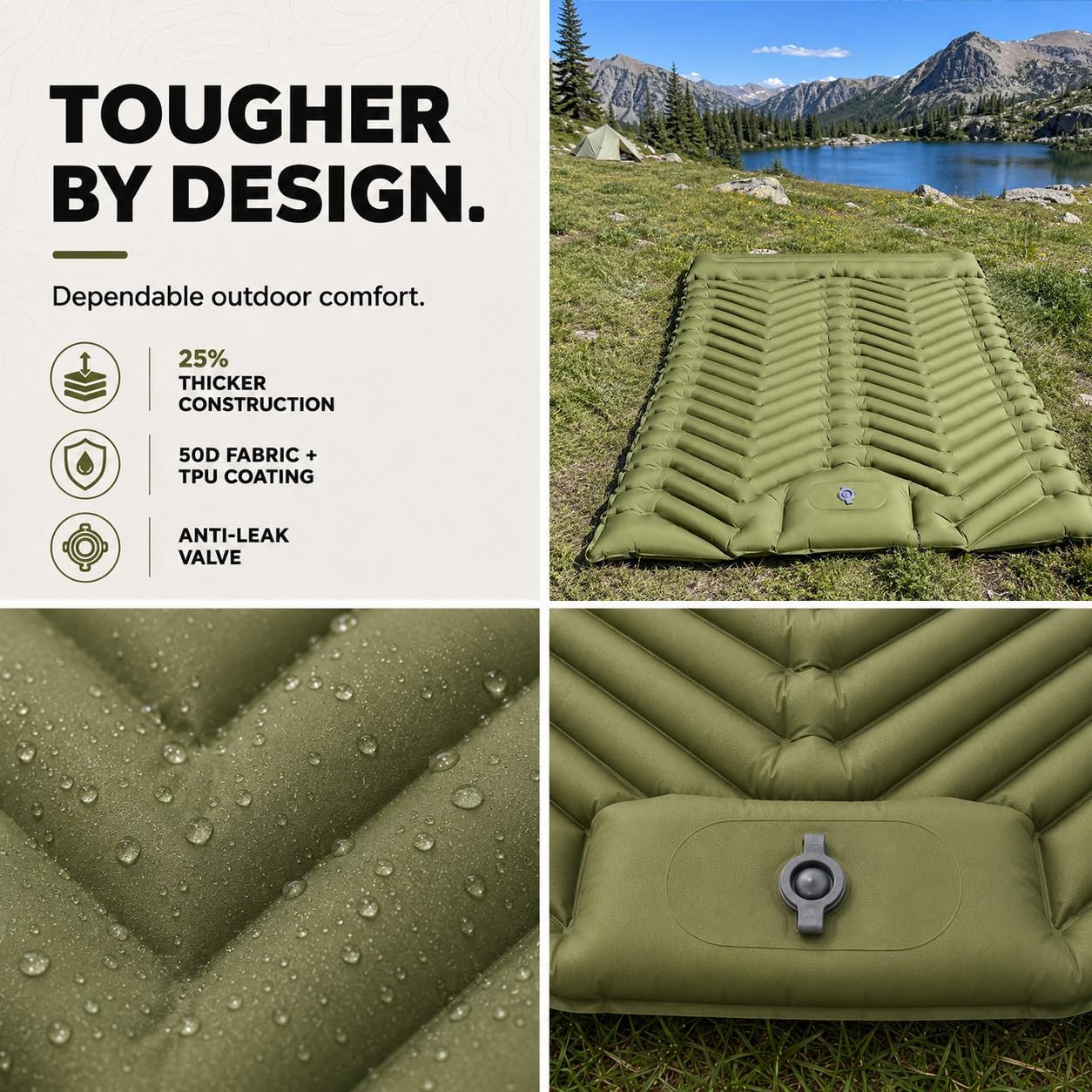 Sleeping Pad for Camping, Camping Mattress - Bed for Outdoors Self-Inflating Air Mattress for Backpacking