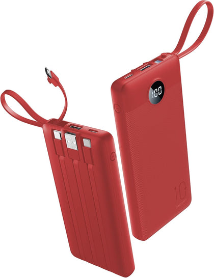 Portable Charger Power Bank, External Battery Pack with Cords Wires, Light 10000mAh Travel Essentials Battery Bank 5