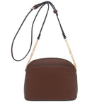 Saffiano Small Dome Crossbody bag with Chain Strap (Coffee)