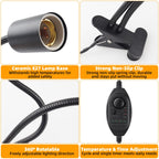 Dual-Head Reptile Heat Lamp Bundle, 24H Cycle Timer & Hygrothermograph