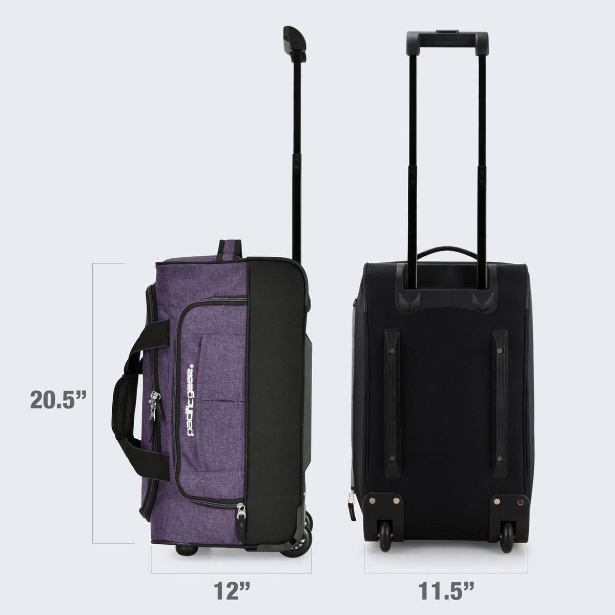 Duffel Bag with Rolling Wheels, Purple