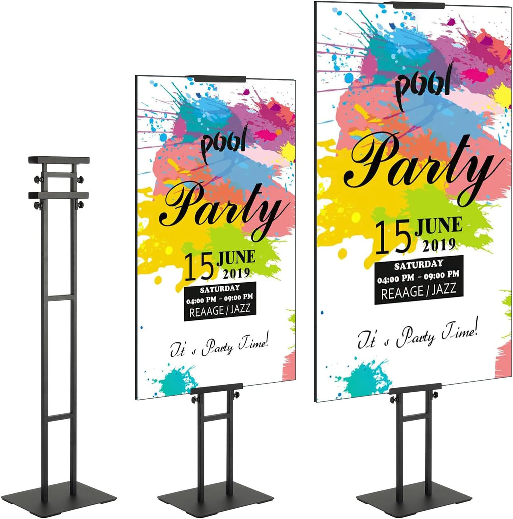 Poster Stand, Adjustable Height Up to 75", Double-Sided Heavy Duty Pedestal Sign Holder, Floor Standing Sign Holder