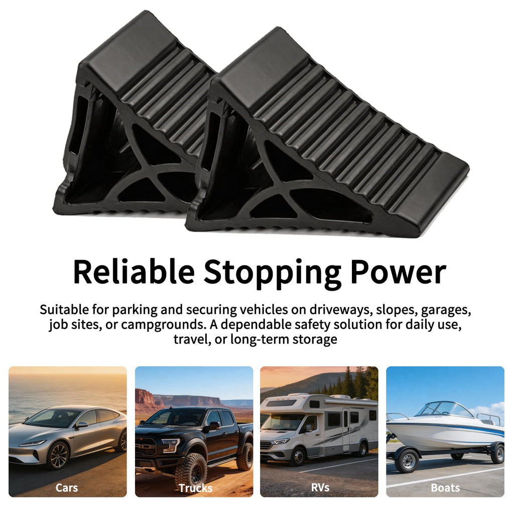 Wheel Chocks for RV Trailer Car Camper Durable Safty Block 4 Pack