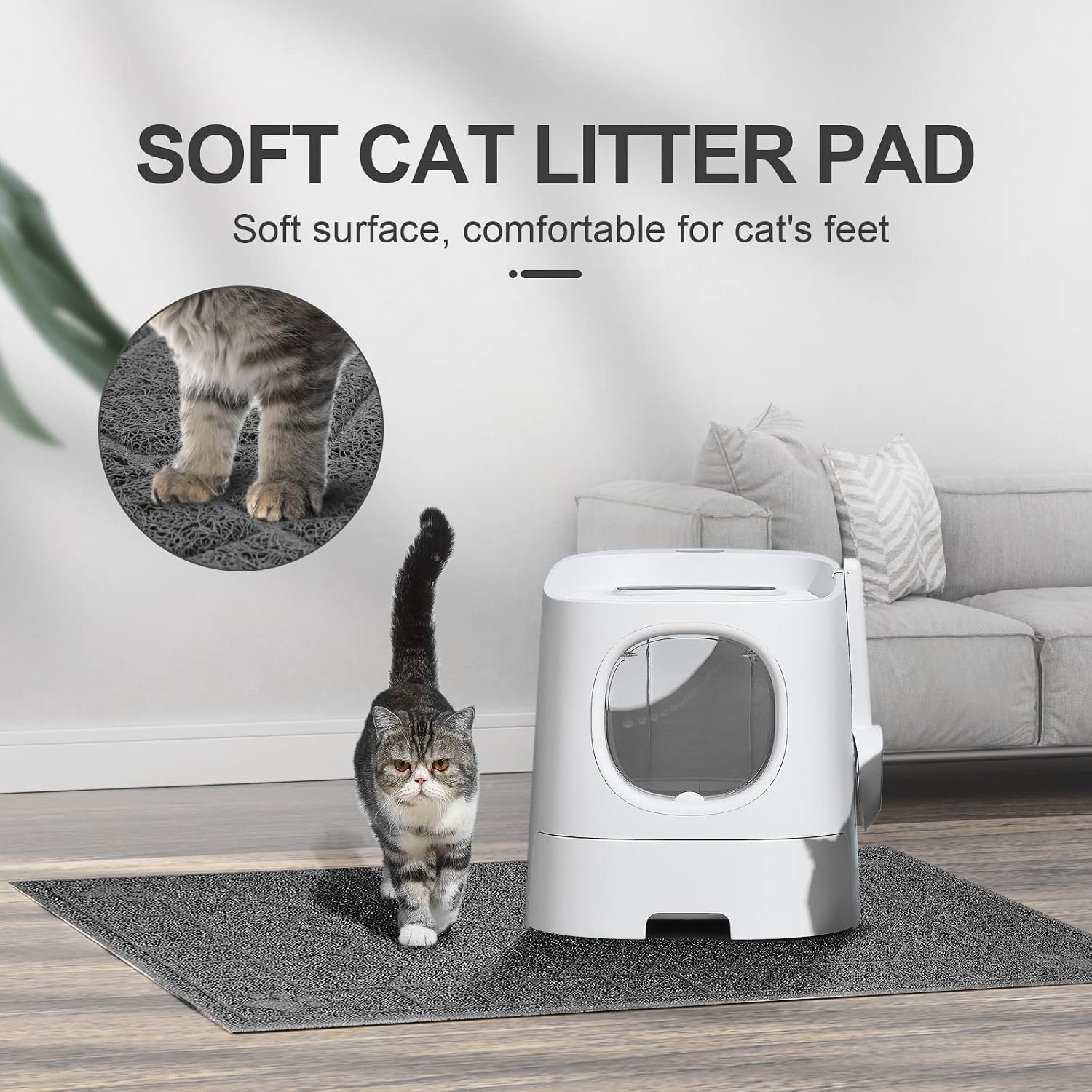 Cat Litter Box Mat, 35" x 24" Large Kitty Litter Trapping Mat Keep Floor Clean, Litter Box Mat Scatter Control