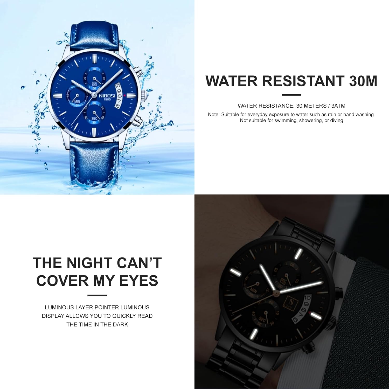 Men's Watch Analog Chronograph for Business, Sports & Daily Use | Quartz Watch Waterproof, Luminous, Date Fashionable