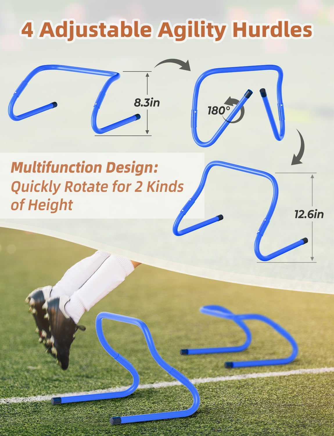 Agility Ladder,Football Training Equipment Set,4 Agility Hurdles, 20 feet12 Rungs Speed Ladder,12 Disc