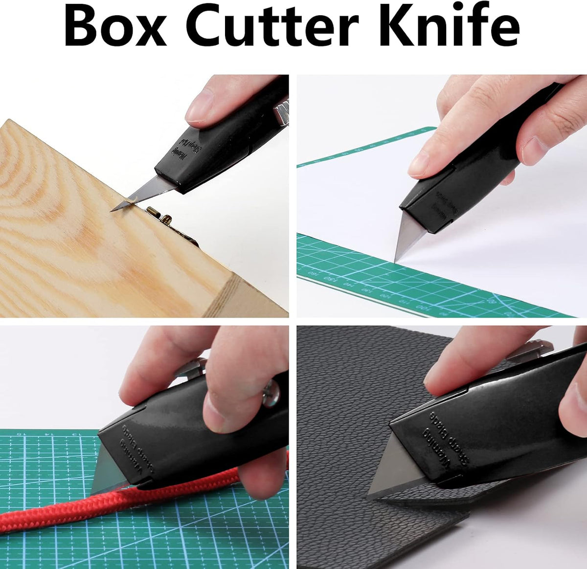 2 Pack Box Cutters Retractable Utility Knife, Black