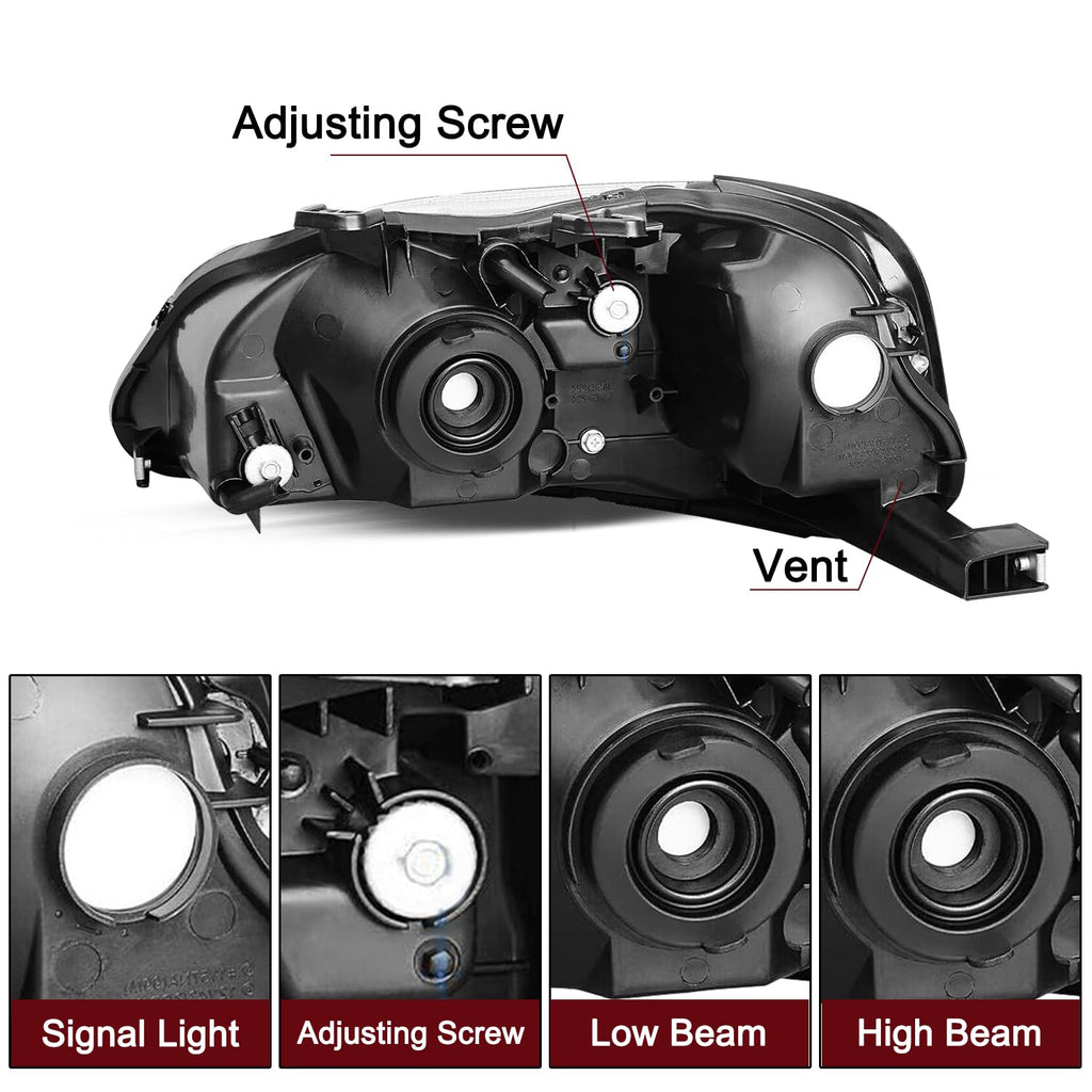 Headlight Assembly Pair for 1999-2000 Honda Civic [Halogen Type]