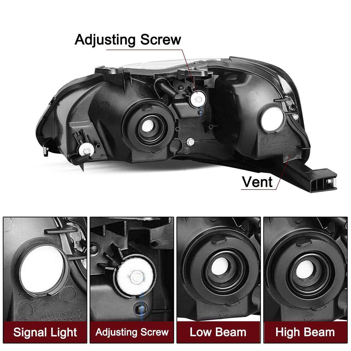 Headlight Assembly Pair for 1999-2000 Honda Civic [Halogen Type]