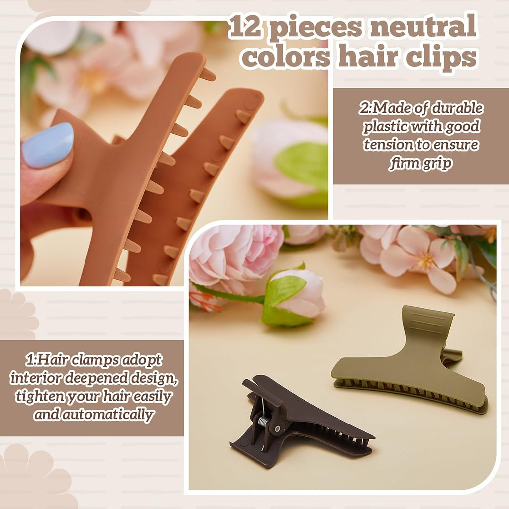 12 Pcs Matte Pastel Butterfly Hair Clips, Sectioning Claw Clips
