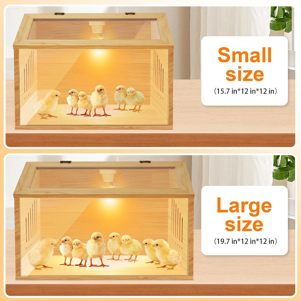 Brooder Box for Chicks，Indoor Smart Wooden Poultry Brooder with Heater, Suitable for 5-7 Newborn Chicks, Ducks