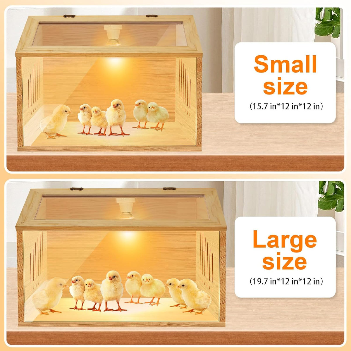 Brooder Box for Chicks，Indoor Smart Wooden Poultry Brooder with Heater, Suitable for 5-7 Newborn Chicks, Ducks