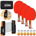 4‑Player Ping Pong Paddles Set with Retractable Net and 12 Balls | Table Tennis Paddles Set of 4, Retractable Ping