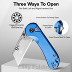 Elementum Folding Utility Knife Box Cutter, Blue Aluminum Handle