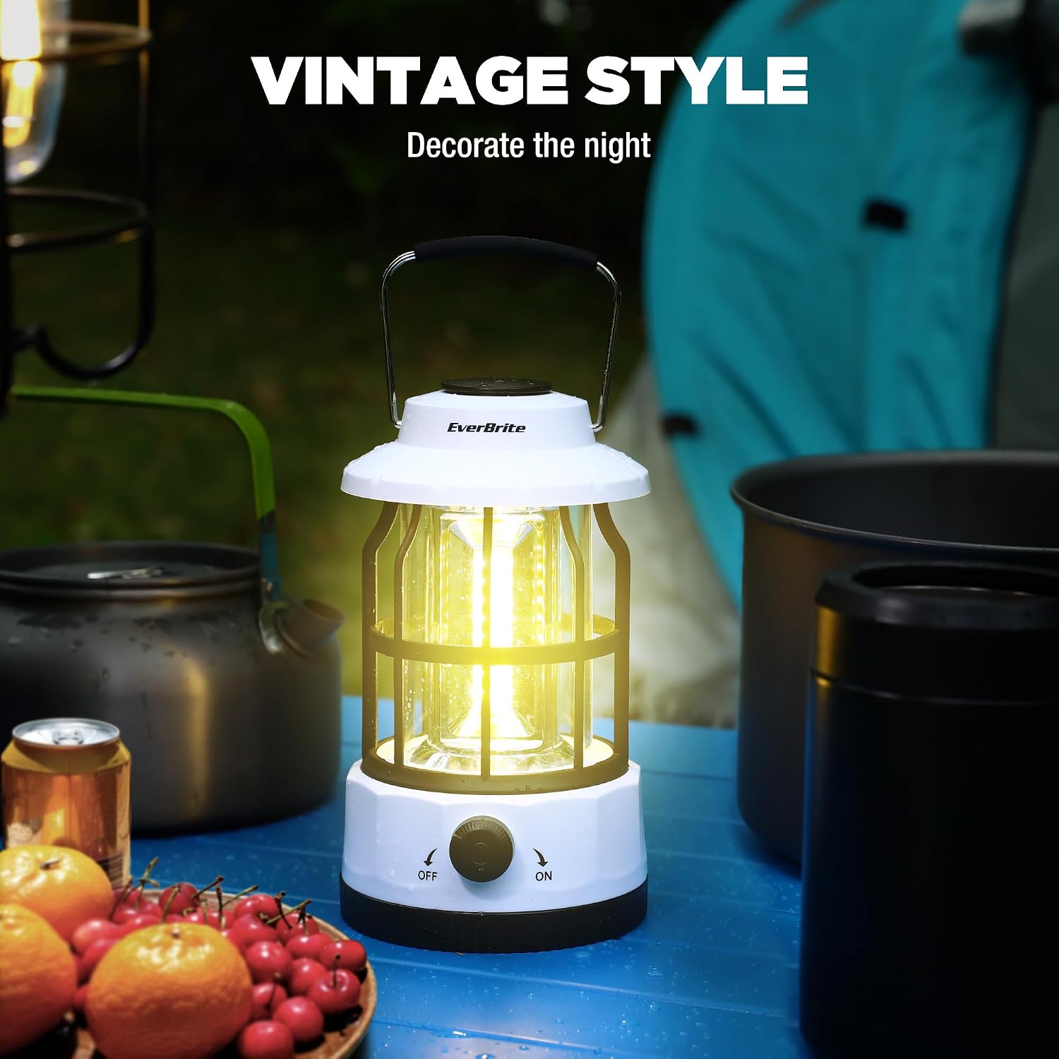 Rechargeable LED Camping Lantern with Stepless Dimming | Vintage Portable Camping Light, Stepless Dimming, Long