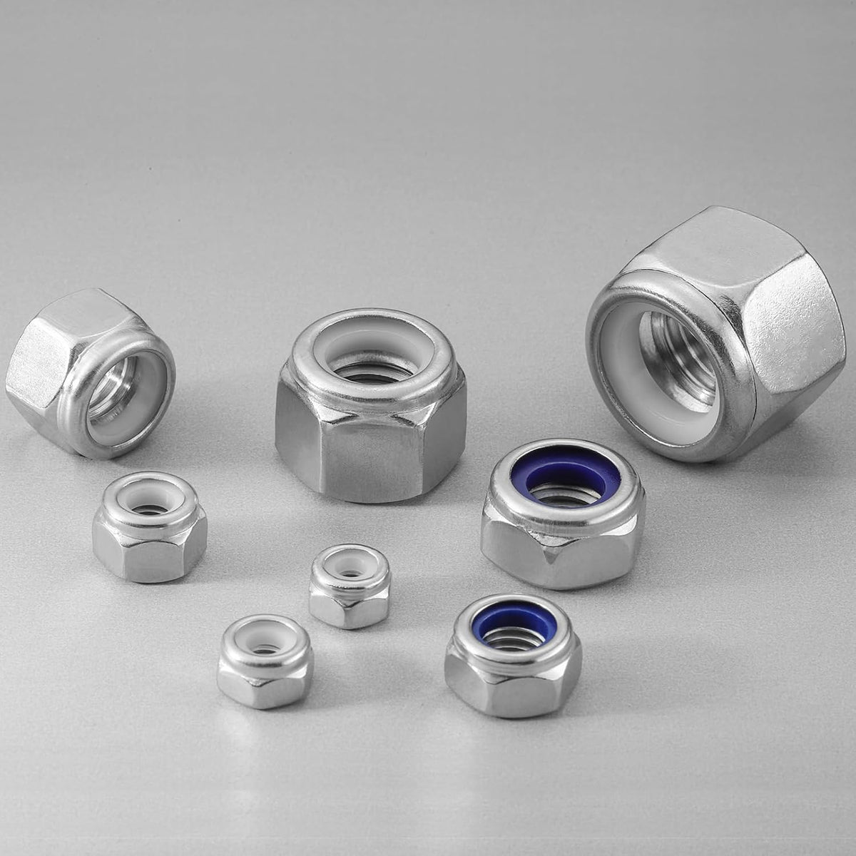 10Pcs M10-1.5 Lock Nuts, Nylon Insert Locknuts 304 Stainless Steel 18-8 SS A2-70 Self-Locking Nuts, Coarse Thread Hex Nylock Nut