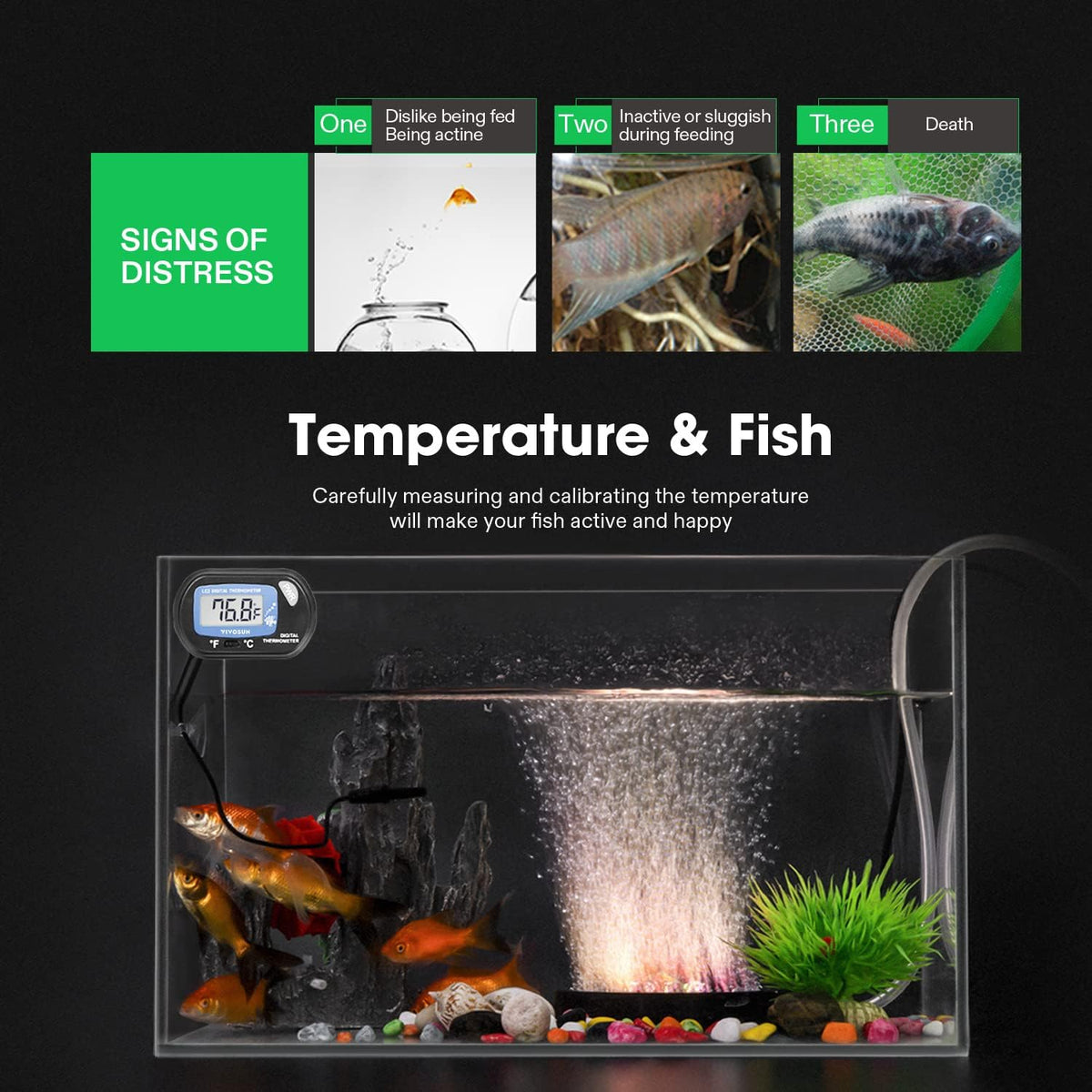 1-Pack LCD Digital Aquarium Thermometer