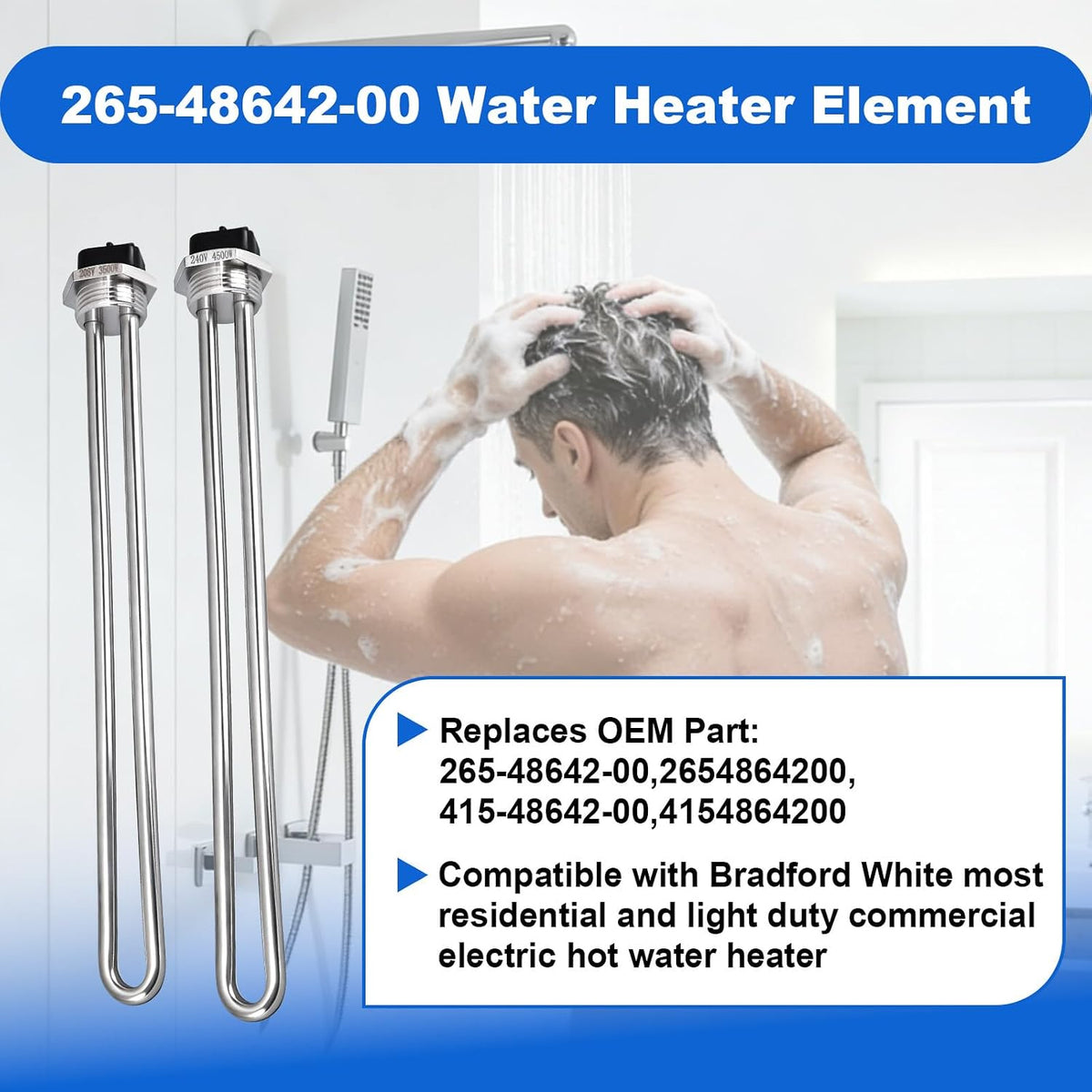 2 Pack 265-48642-00 Water Heating Element Compatible with Bradford