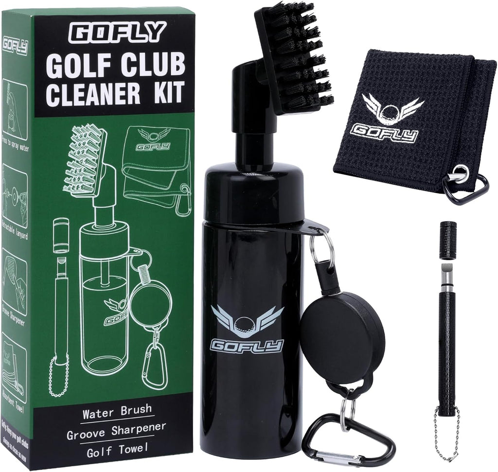 Golf Club Cleaning Kit, Golf Club Brush & Golf Groove Sharpener & Absorbent Golf Towel