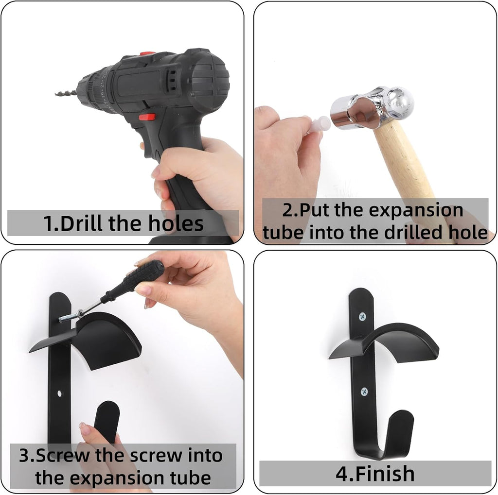 4 Pack Horse Bridle Rack Hooks, Metal Bridle Holder Bracket Heavy Duty, Wall Mount Horse Tack Storage Harness Halter