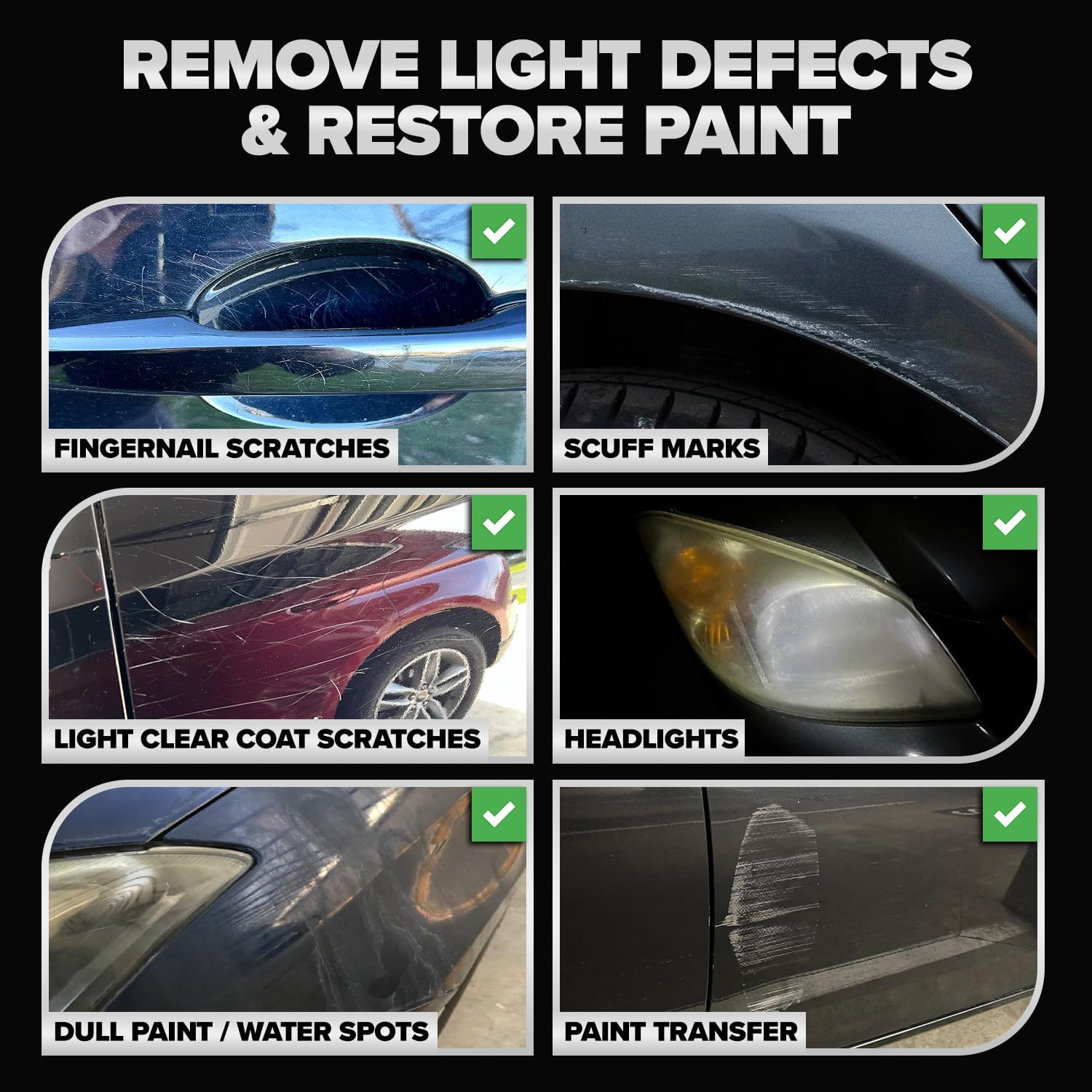 Black Scratch and Swirl Remover - Car Scratch Remover for Paint Scratches - Polishing Compound for Cars Kit with