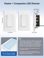 ELEGRP LEDPro Multi-Location Dimmer, EDM25BMC Master and Companion Dimmer Light Switch for LED, Single Pole/3 Way, 2 Pack, Matte White