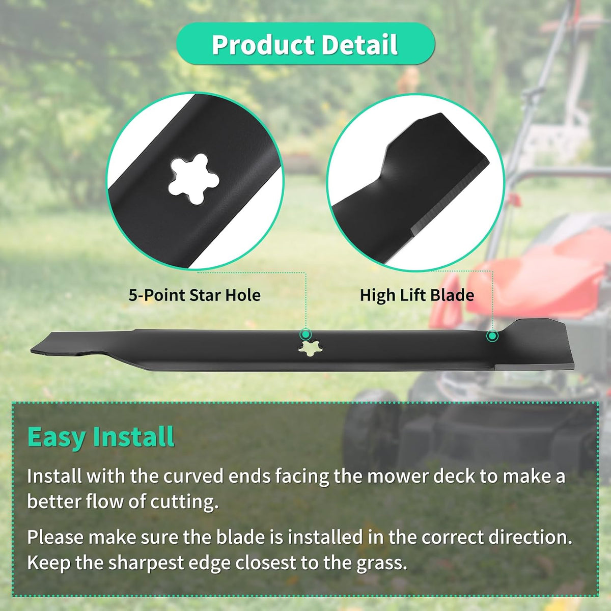 138971 High Lift Blades for 42" Deck, 532138971 Mower Blades Compatible with Craftsman Hus-qvarna Pou LAN Lawn Tractor, Replaces 134149, 127843, 138498, 532127843, 532138498, 2 Pack