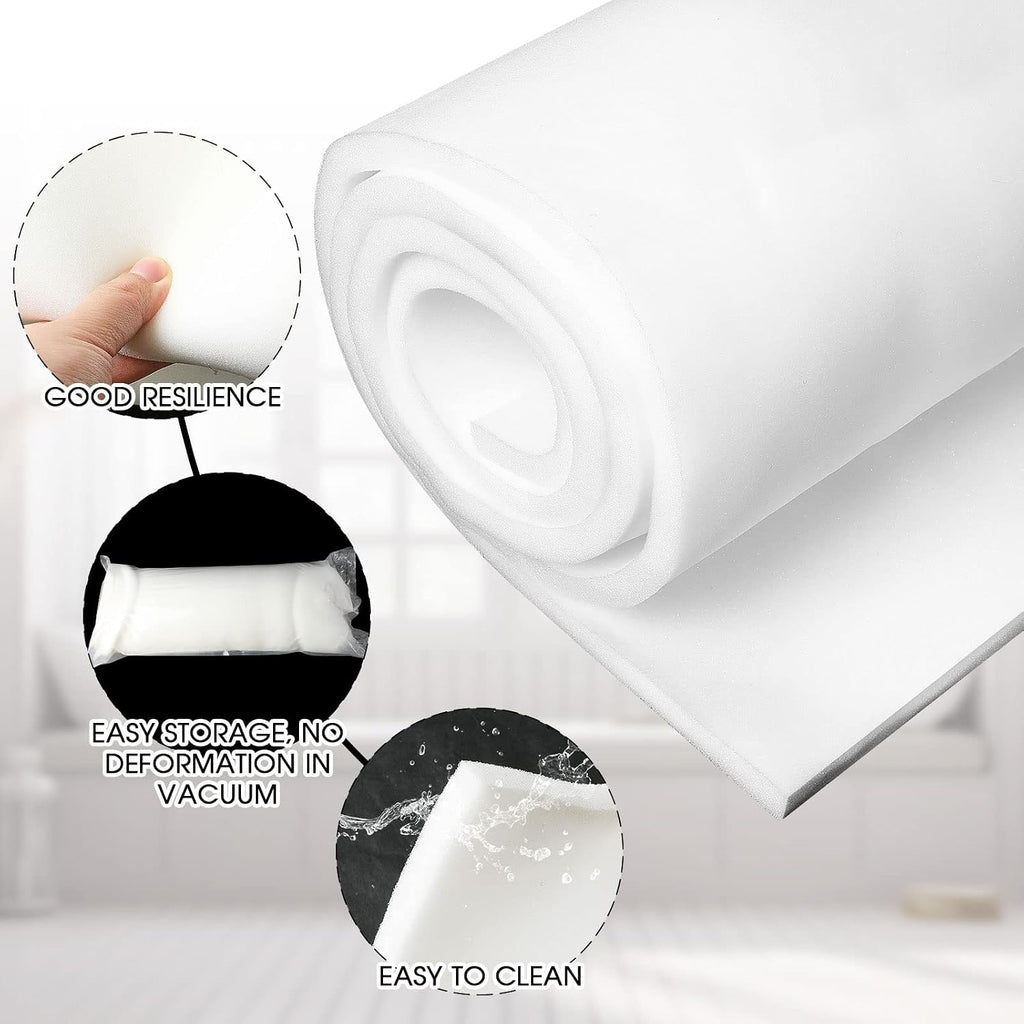 1 Pack Upholstery Foam Sheet, 1/2" X 24" X 72", White