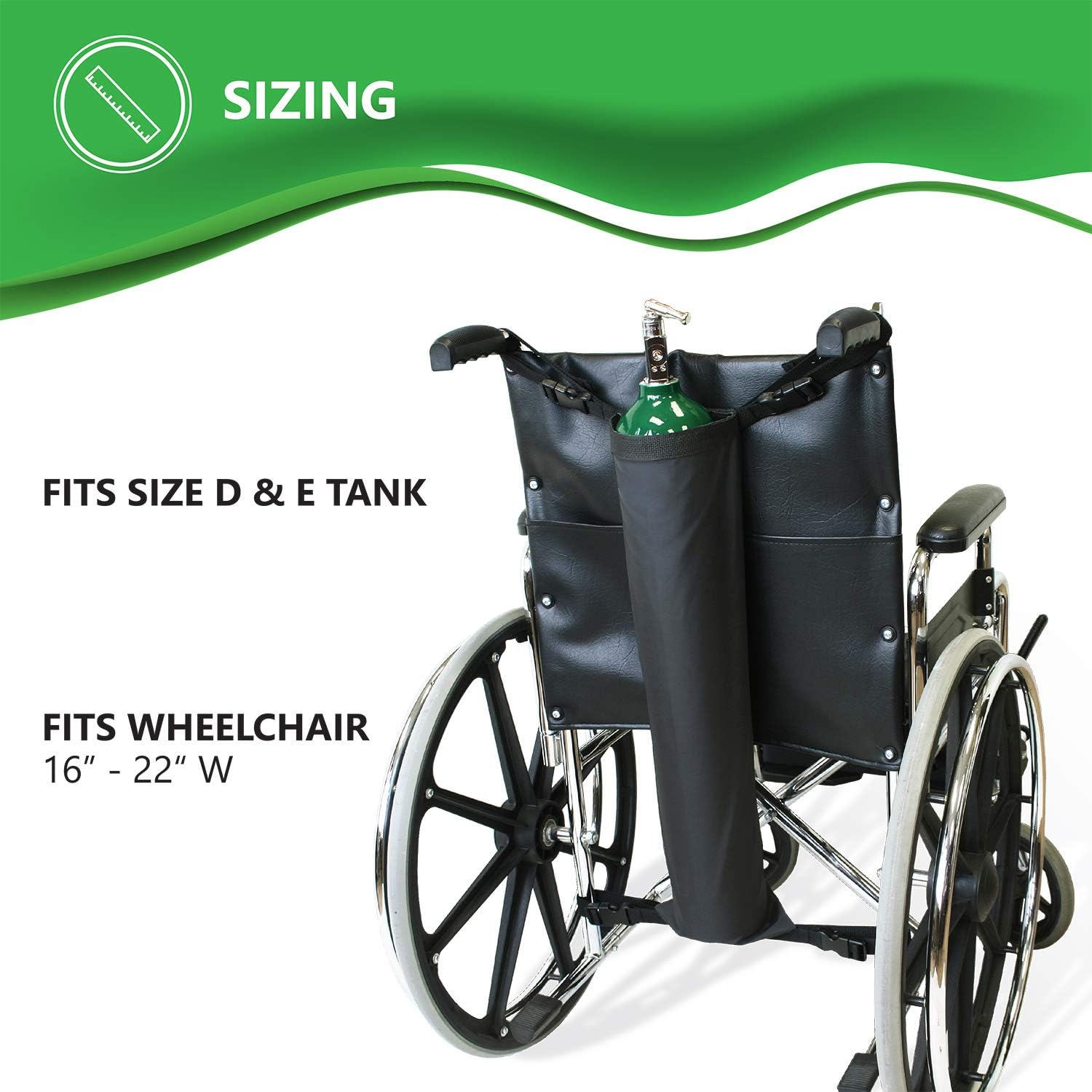 Oxygen Tank Holder for Wheelchair - D & E Cylinder Carrier Bag with Adjustable Straps - Heavy Duty, Waterproof, Easy