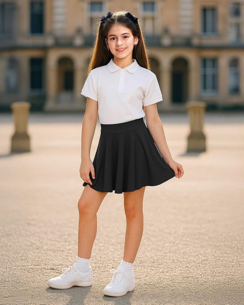 Girls Pleated Skater Uniform Skirts with Built in Shorts for School | Elastic waistband, Soft stretch fabric