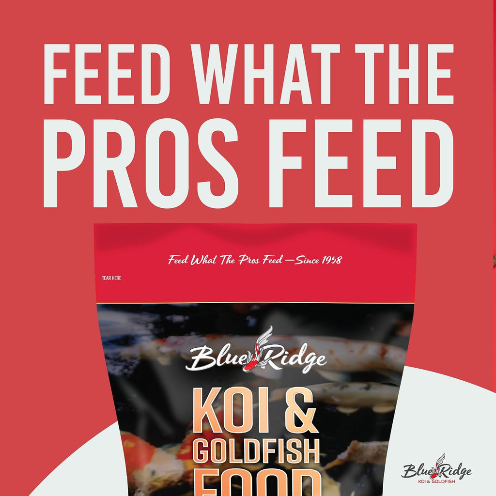 Blue Ridge Koi Fish Food, Growth Formula Blend, 3/16" Pellets, 2 lb | 36% Protein For Active Growth • Large & Mini