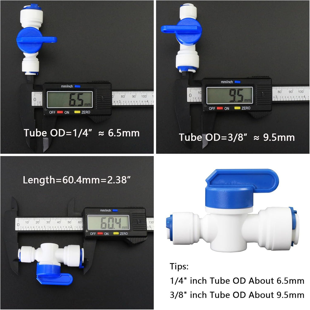 1/4" x 3/8" Push-Fit Globe Valve for RO System, 5 Pcs