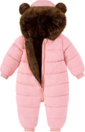 Baby Boy Snowsuit Fleece Toddler Coat 0M-3T Winter Suit with Hood | Long Sleeve Windproof Warm Fleece Cuff Sleeves