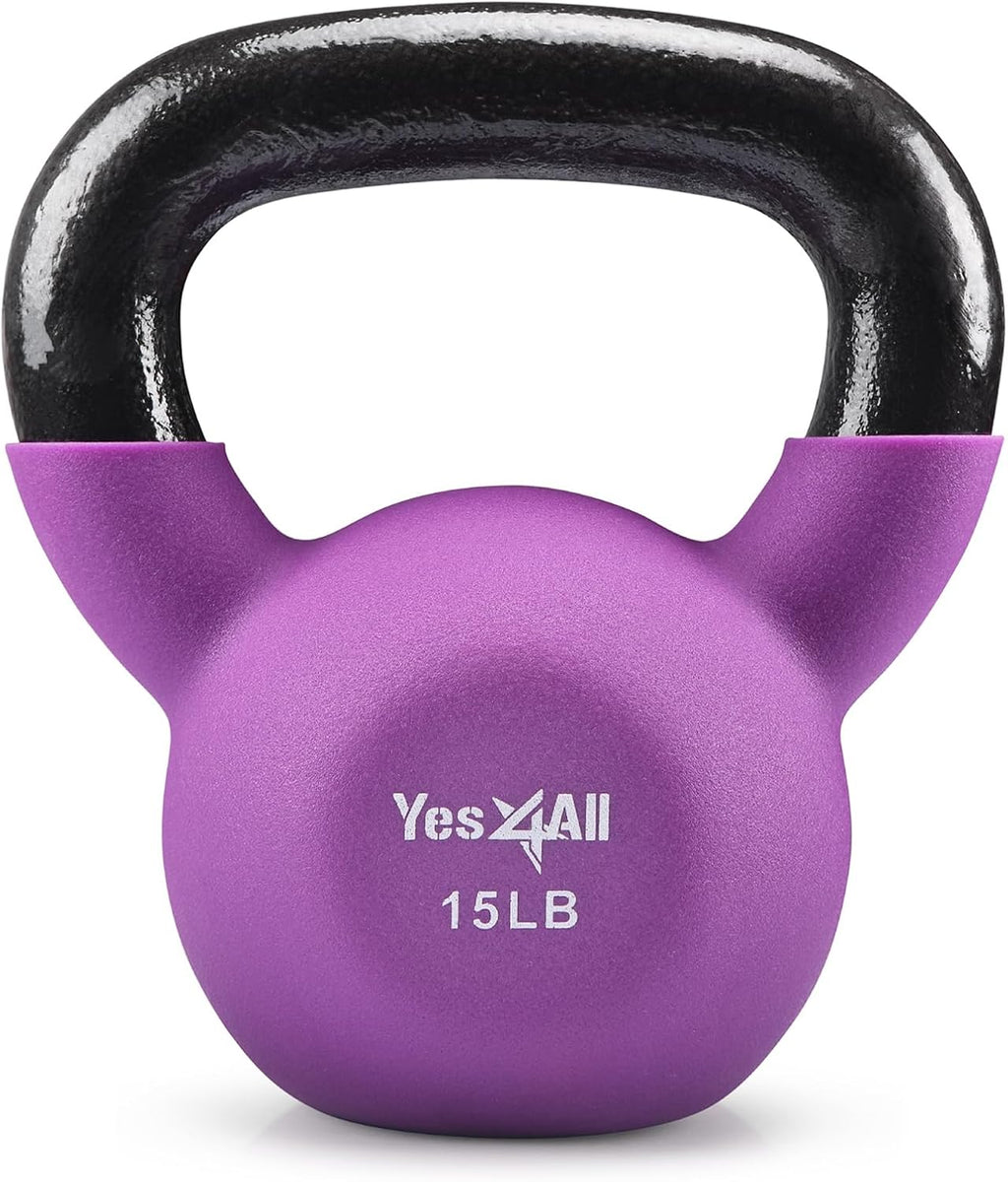 Kettlebell, 5-65 LB Neoprene Coated Cast Iron Kettlebells, Wide Grip Handle & Flat Bottom for Swings, Squats