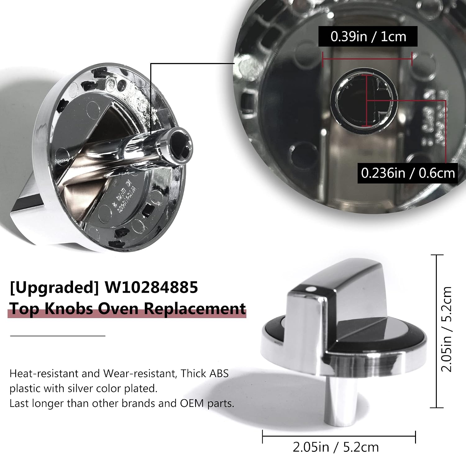 W10284885 Stove Knob Gas Control Assembly Burner Replacements Part 5PCS | Metal Plating, Compatible With Whirlpool