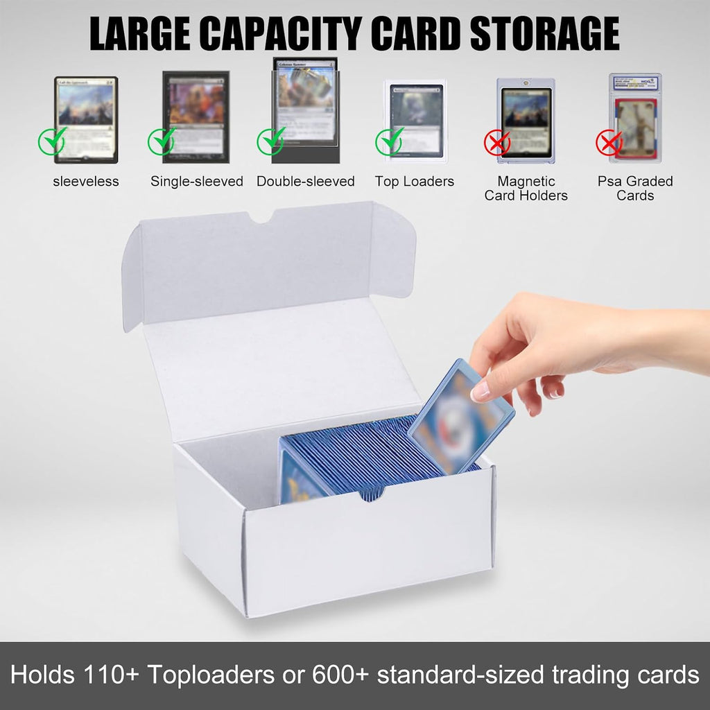 Trading Card Storage Box, 4-Pack 600 Count White Corrugated Cardboard Box | Toploader Trading Card Storage Box, Top