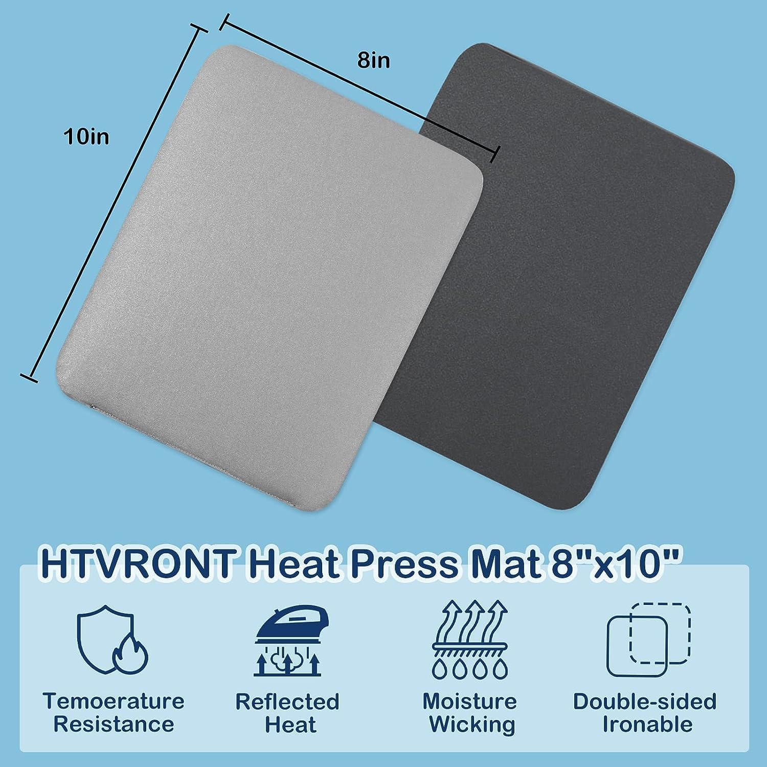 Heat Press Mat 8"x10" - Double Sided Pad for Craft Vinyl Ironing | 7-Layer Composite Even Heat Distribution: