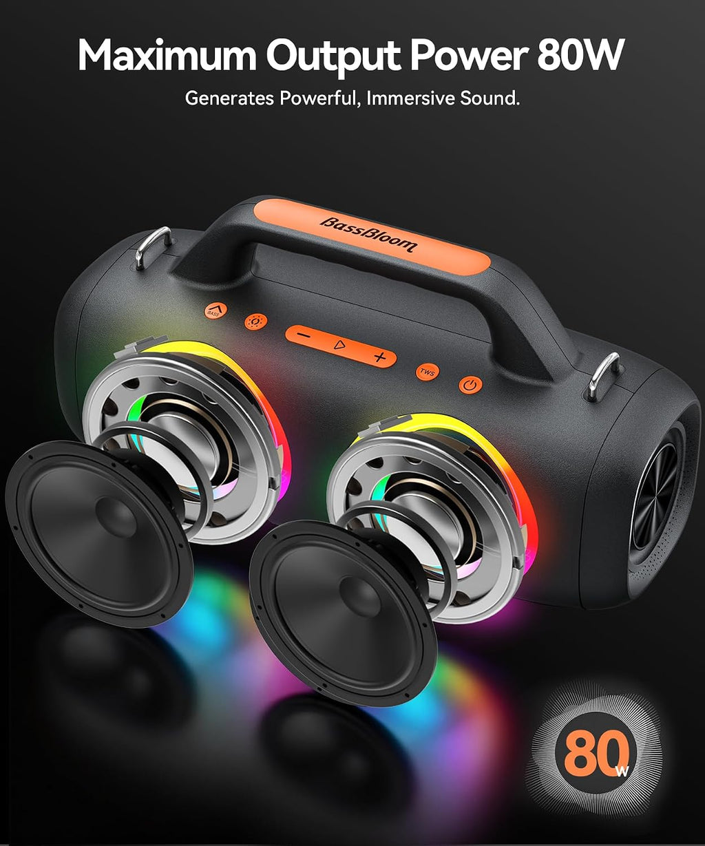 Roar 1 Portable Bluetooth Speaker, 60W Powerful Sound with JIKE Bass, IPX6 Waterproof, 24H Playtime, Bluetooth 5.4