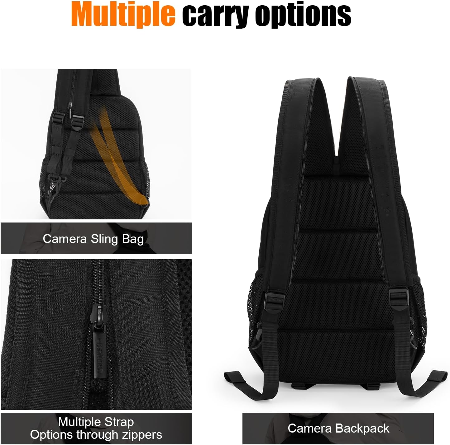 Camera Backpack Hardshell for Photography, 2 in1 Shockproof Camera Sling Bag, Waterproof Camera Case Crossbody with