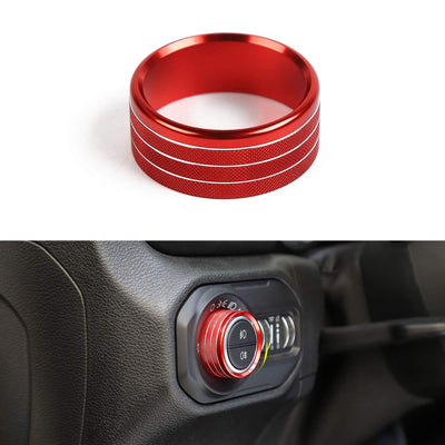 JeCar Headlight Switch Knob Cover Trim Interior Accessories for Jeep Wrangler JL JLU 2018-2022 (Red)