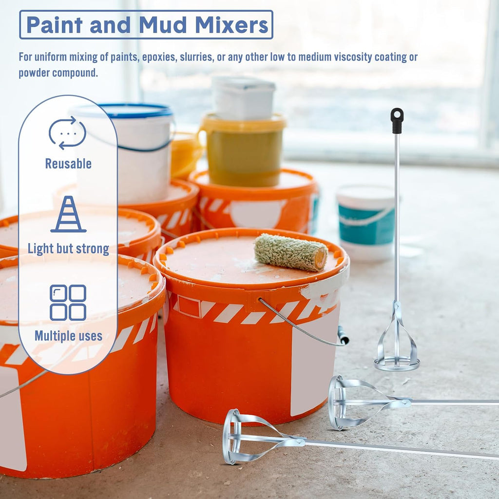 3 Pcs Paint Mixer for Drill 5 Gallon Paint Stirrer for Drill, 1 to 5 Gallon Buckets Fits Cement Mixing Paddle for
