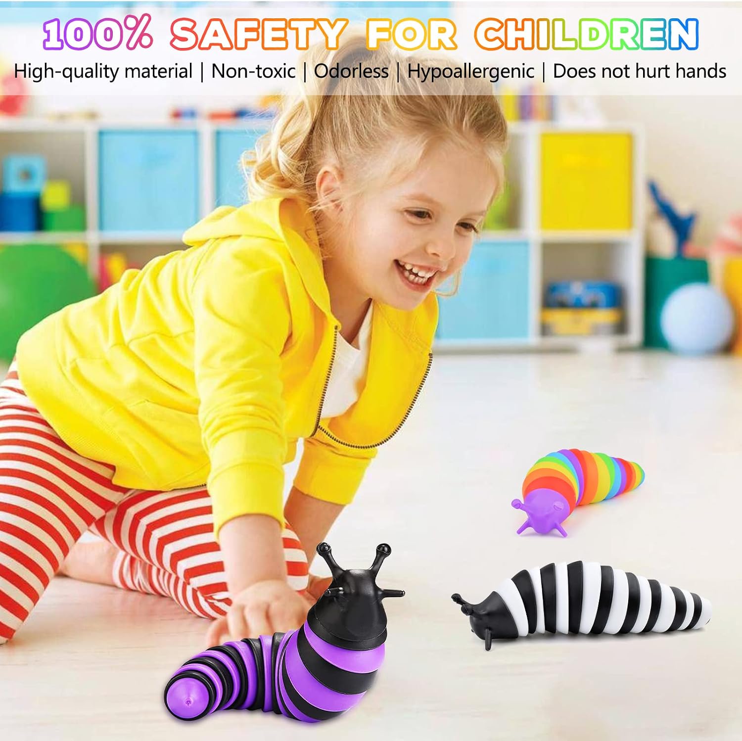 Fidget Slug Toy 3Pcs Autism Sensory Toys for Autistic Children Airplane Car Travel Essential Toys Gifts for Kids