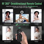 Streaming Webcam with Microphone, USB 1080P Web Cam w/Ring Light | Remote Control, 1080P@60FPS, 5X Digital Zoom