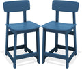 Outdoor HDPE Counter-Height Bar Stools Set of 2, Blue