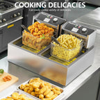 Commercial Deep Fryer 21QT/20L with Double Baskets & Temperature Control