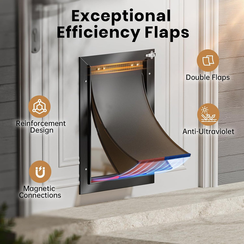Cat Door for Door, All Aluminum Frame, Small Pet Door for Interior and Exterior, Heavy Duty Doggy Door, Double