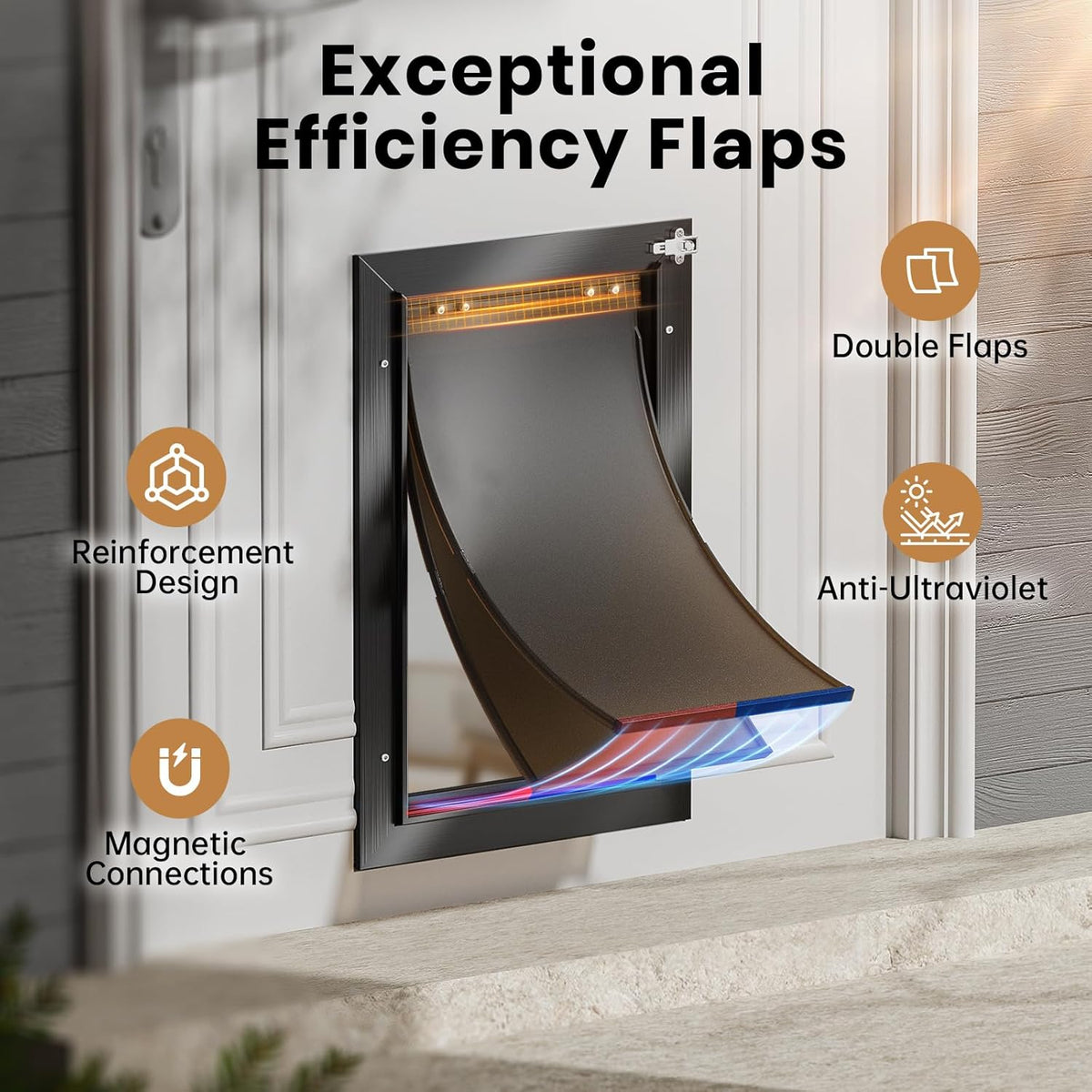 Cat Door for Door, All Aluminum Frame, Small Pet Door for Interior and Exterior, Heavy Duty Doggy Door, Double